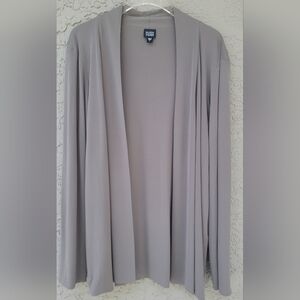 Eileen Fisher 100% Silk Stretch Open Cardigan Jacket lagenlook Gray Taupe Large